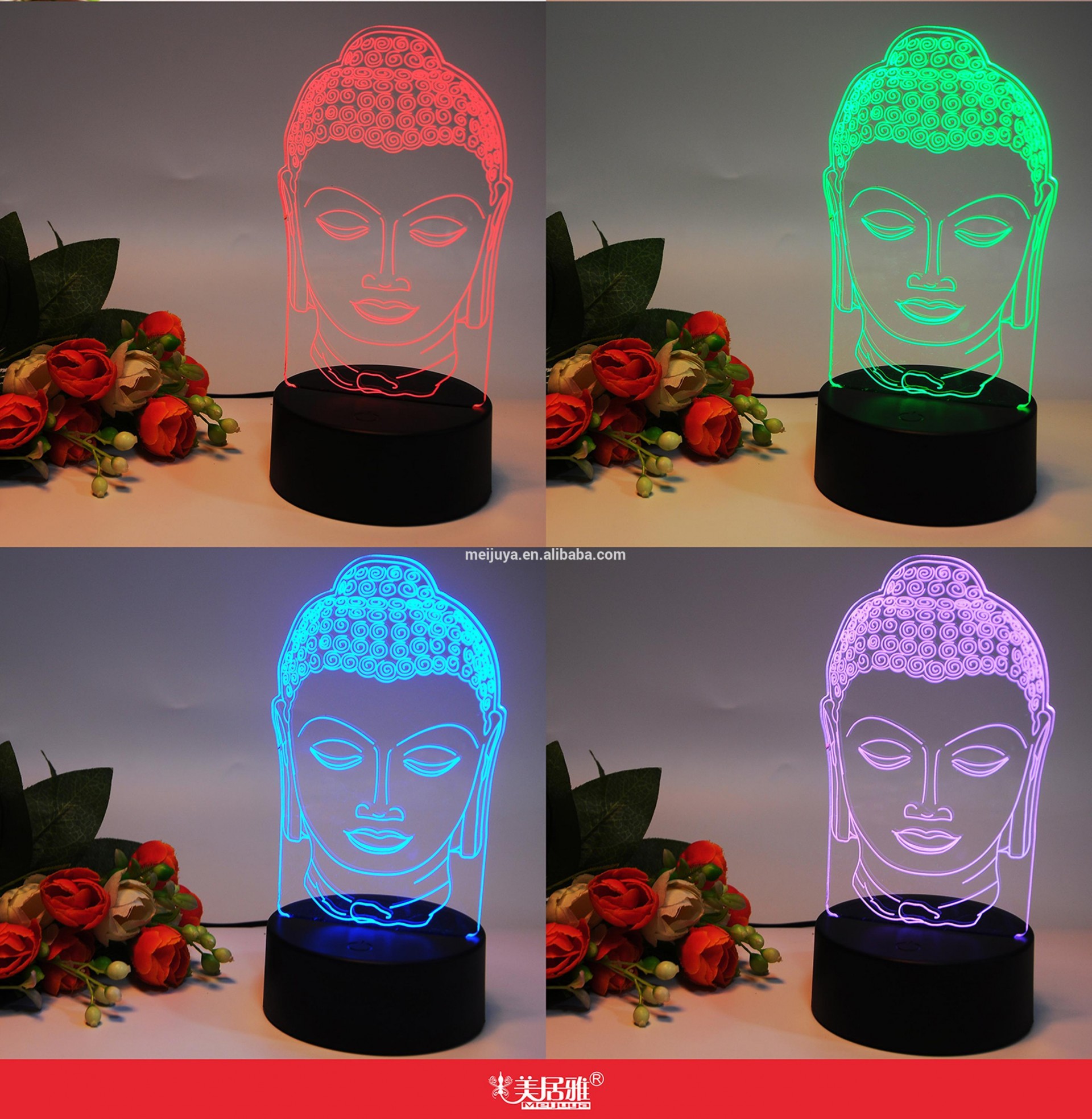 3D LED Buddha led USB battery night light 20173D02