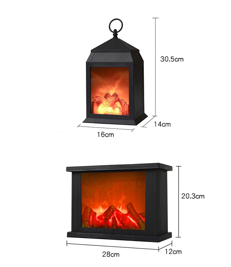 2019 new light trend black plastic Fireplace light lantern home decoration