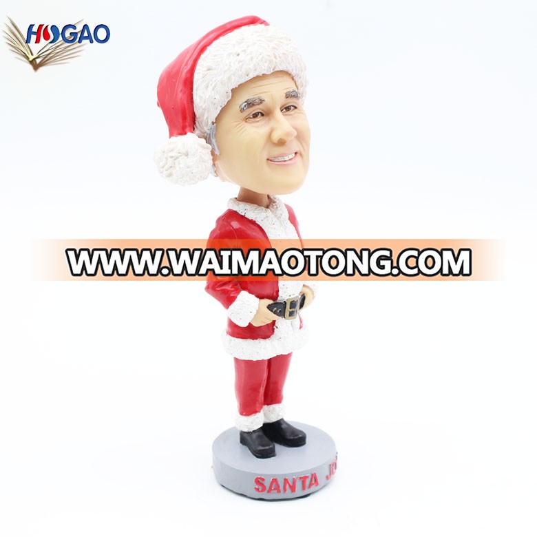 Inge Resin Santa Bobble-Head German Resin Christmas Ornament Gift Box