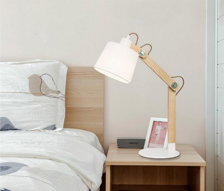 Vintage bedroom E27  base bedside reading wooden table lamp