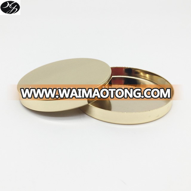 73mm Electroplated shiny GOLD metal candle lid for candle jars