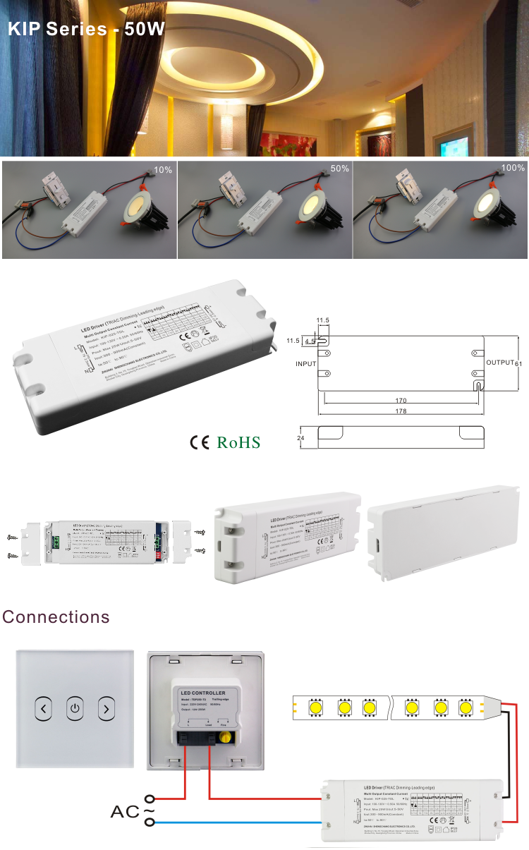 DIP adjustment multi current 700ma 900ma 1050ma 1250ma 1300ma 1400ma dimmable constant current dc 50w LED Driver