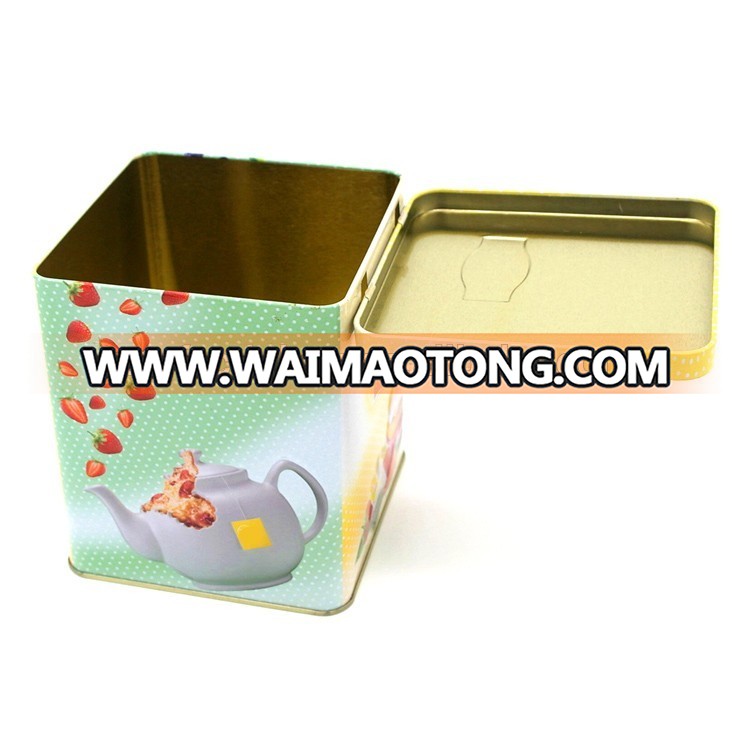 2015 hot sale square tea tin can, tin storage box for tea