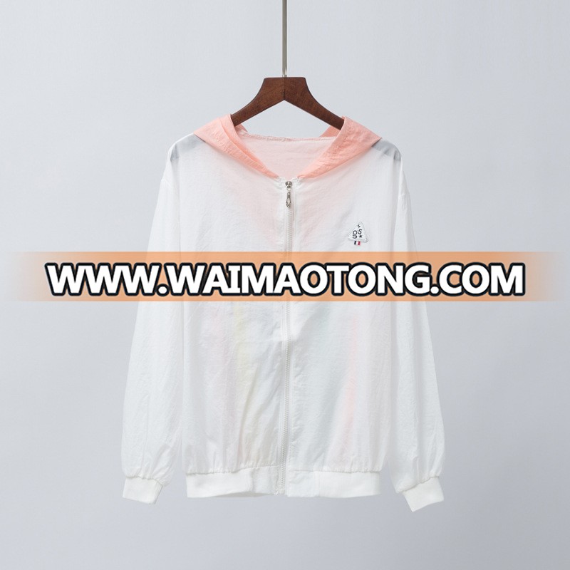 Summer Female Thin Stripe Short Thin Coat Jacket Baseball Uniform Air Conditioning Cardigan Printing Sunscreen Clothing