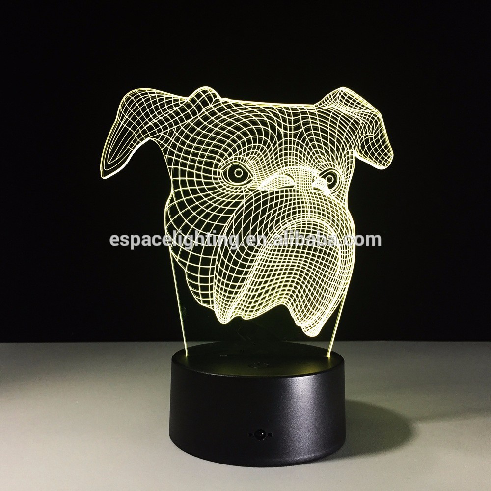 Fancy Deco touch swich bulldog 3D LED table lamp