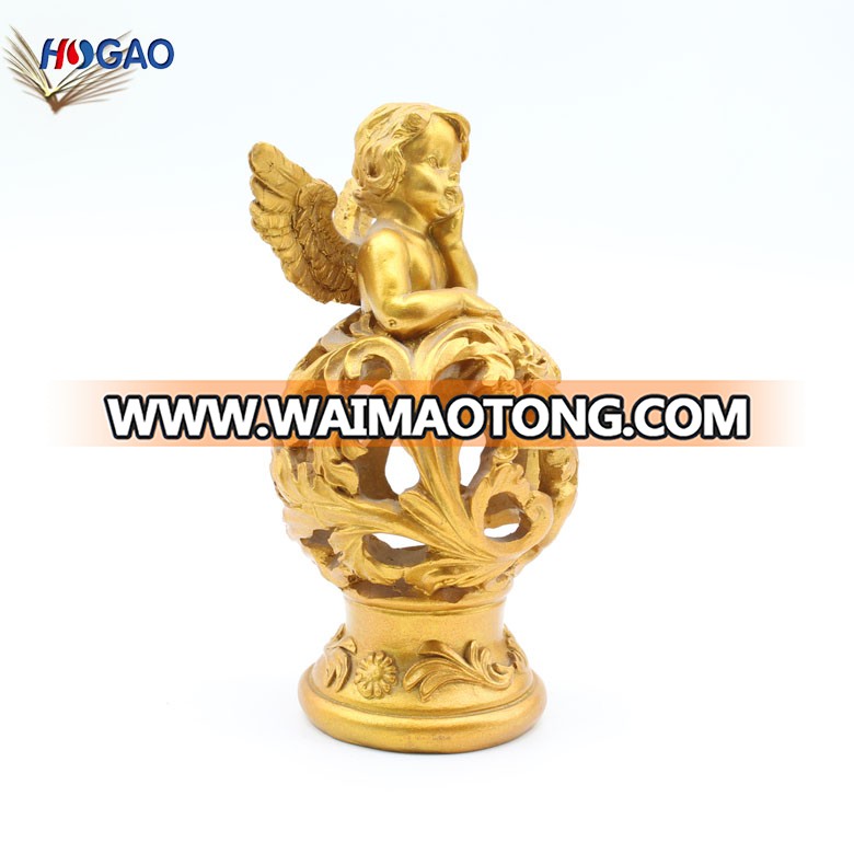 High quality custom size home decor garden decor resin indoor lovely golden angel figurines statues for sale