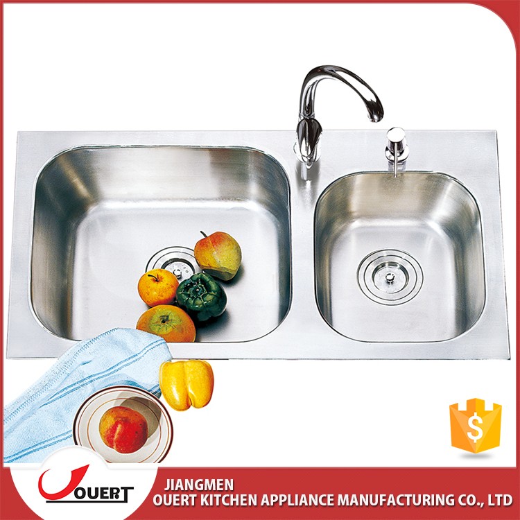 Customized stainless steel restaurant kitchen sink with drainboard