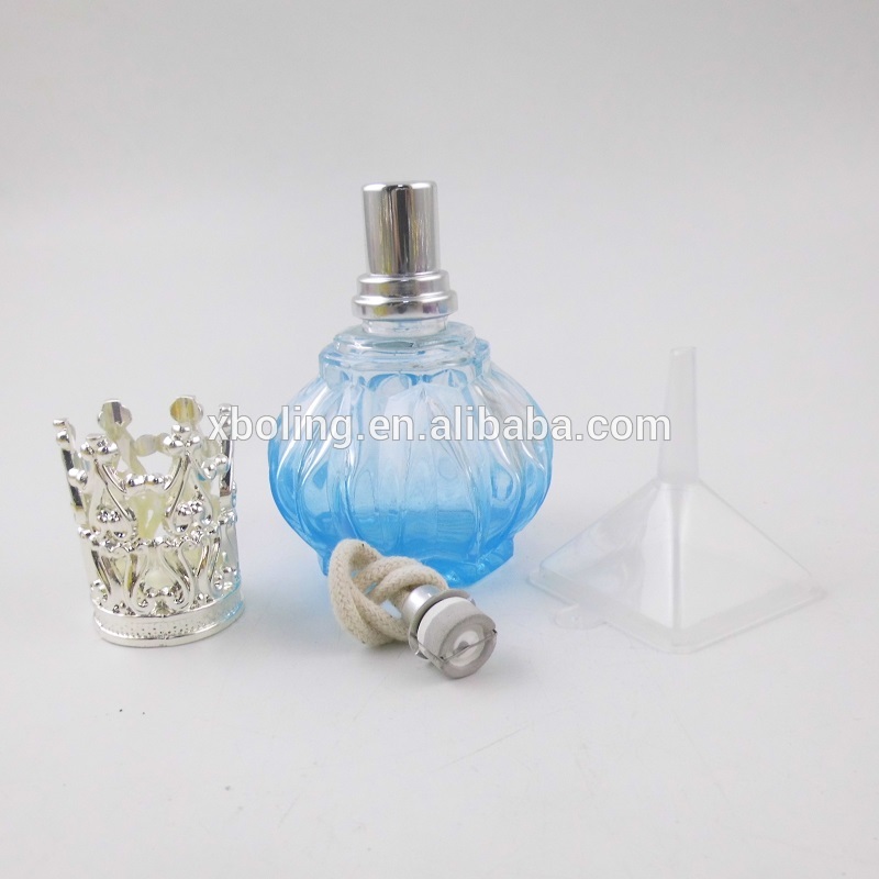 luxury 100ml purple pumpkin essential oil diffuser perfume snuff bottle with crown cap