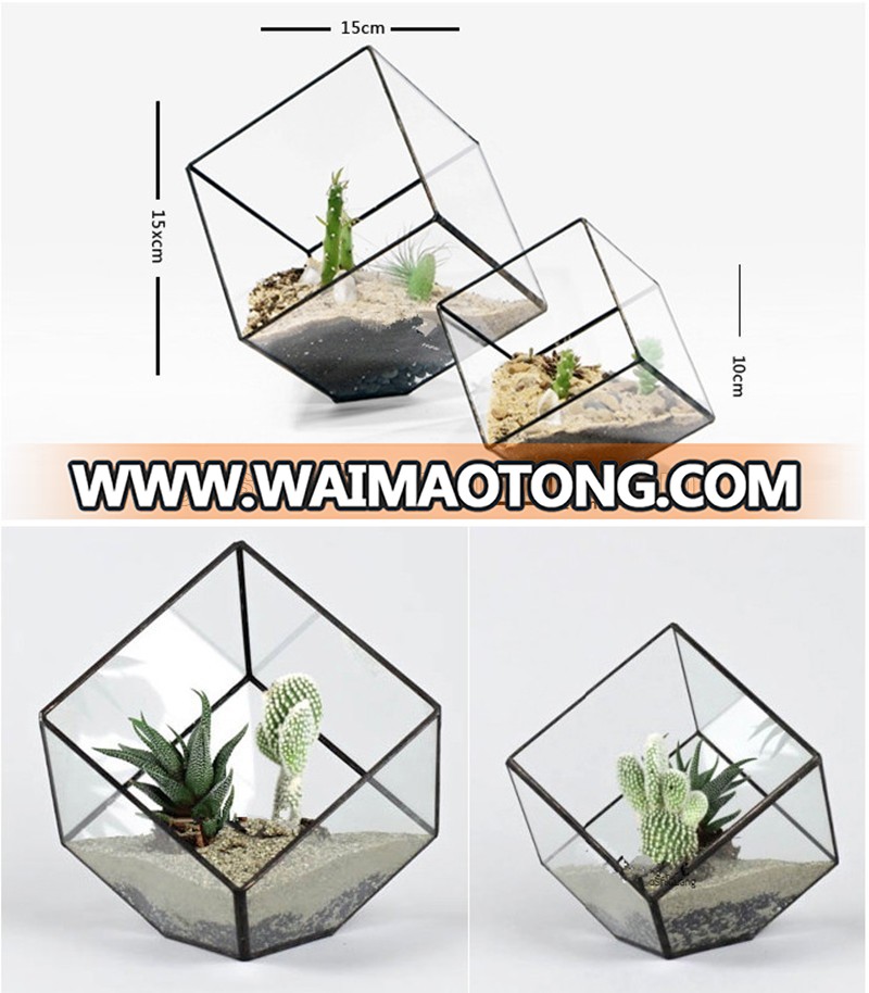 Copper Decorative Plant Geometric Glass Terrarium for plant holder