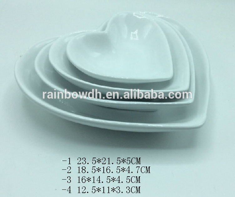 Plain White Heart Shaped Ceramic Cake Plate