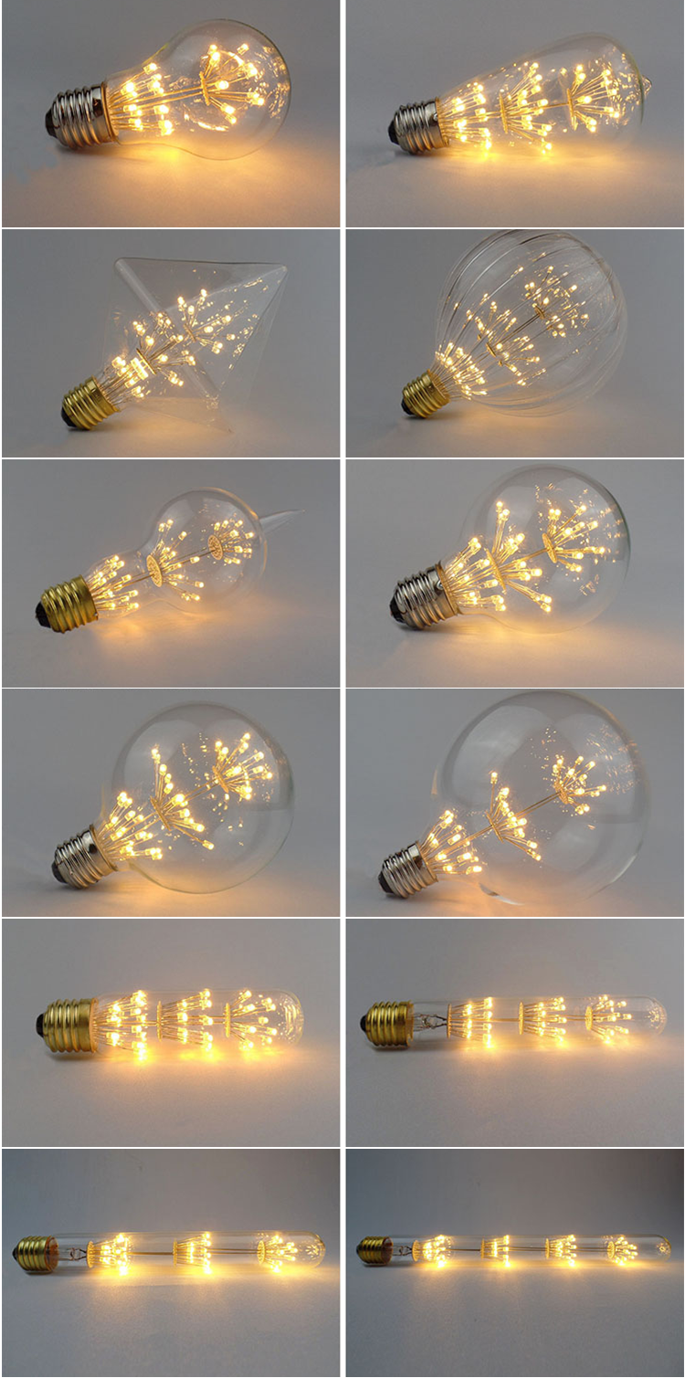 Dimmable Edison Filament LED Bulb E27 220V G125 Spiral Light Amber Retro Saving Bulb Vintage Lamp Chandelier LED Light