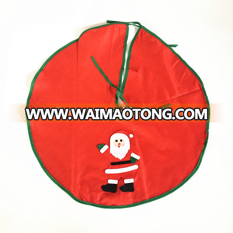 Wholesale customize 60 cm red christmas tree skirt with green line santa for chritsmas decoration