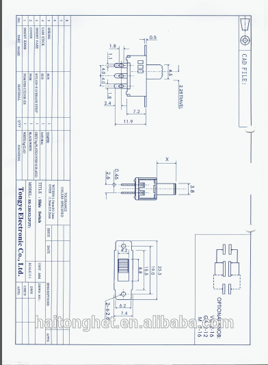 Factory producing 6pin mini 3p3t slide switch SS2D32G7