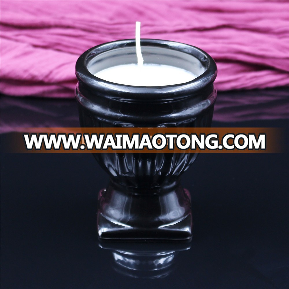 Hot sale black ceramic soy candle for home decoration