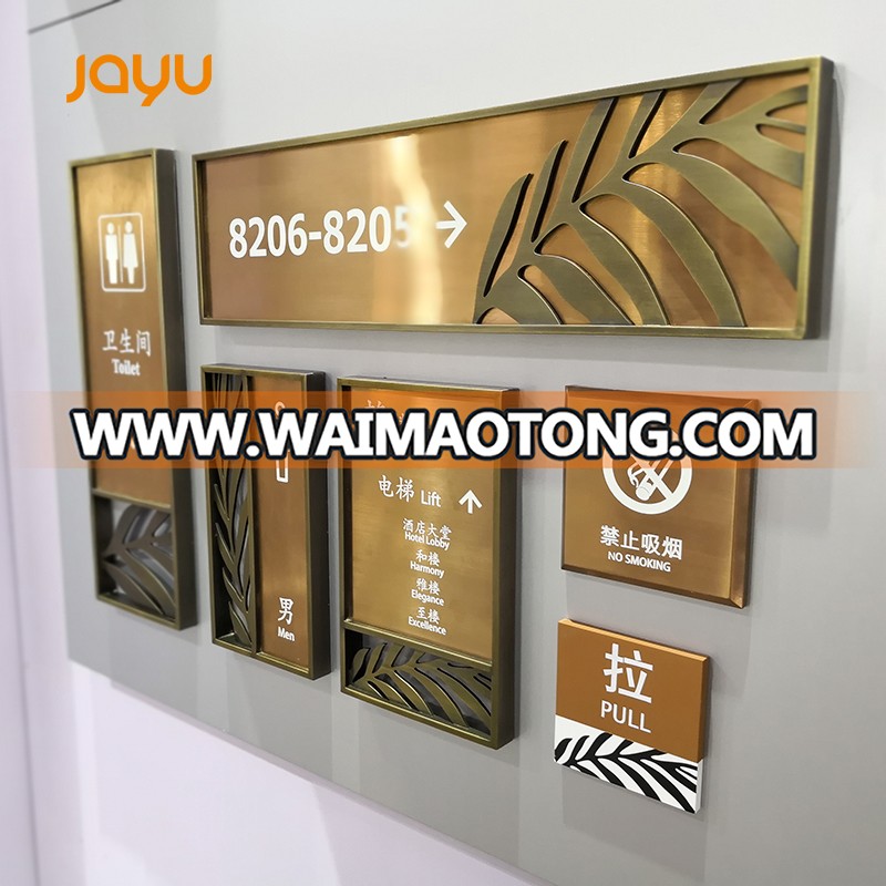 Sample offer stainless steel painting with wood material shopping mall direction sign board