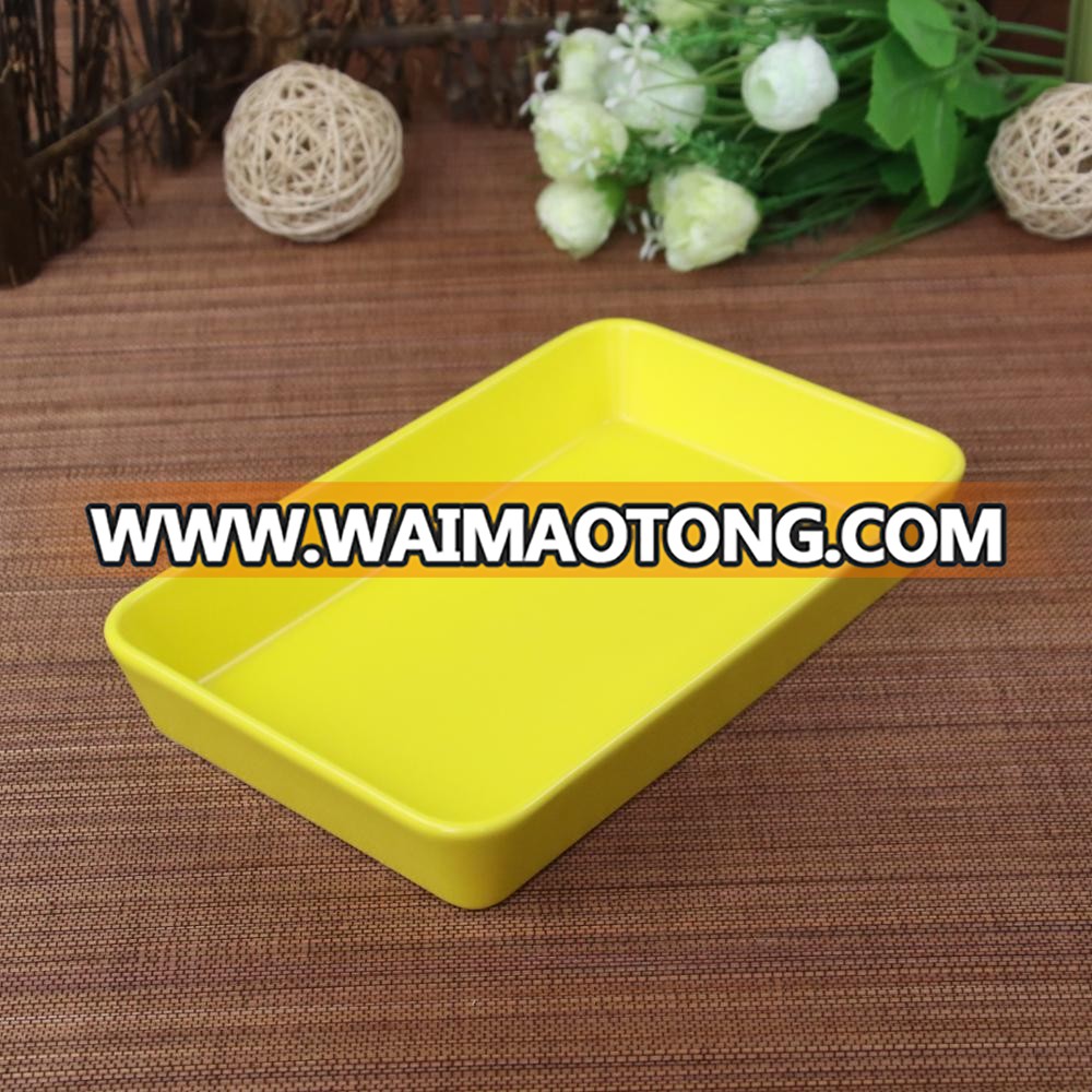 rectangle shape stoneware colorful ceramic dish and plate for hotel