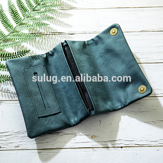 High quality customized Wallet Leather tobacco pouch bag case rolling cigarettesoft pu leather tobacco pouch