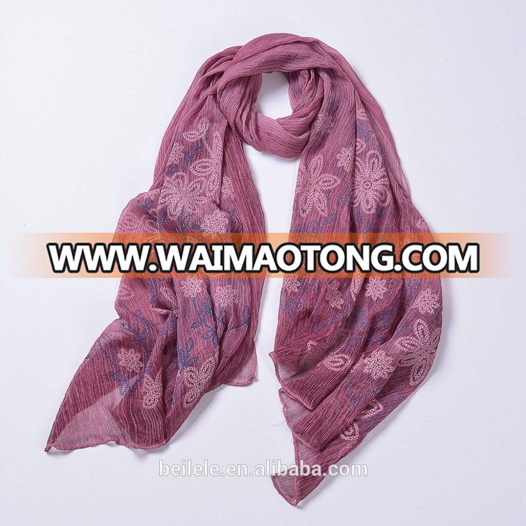 New Arrival Spring Embroidered Silk Scarf Shaded Sunprotected Gradient Purple Shawl