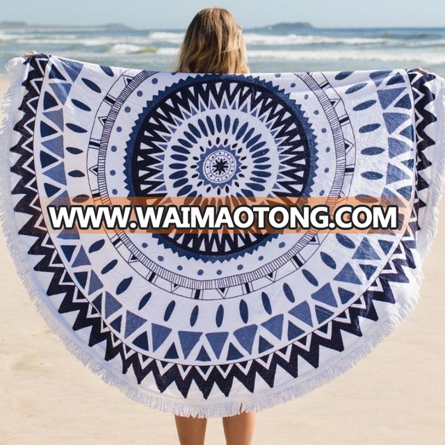 Hot selling cotton custom beach towel round beach towel