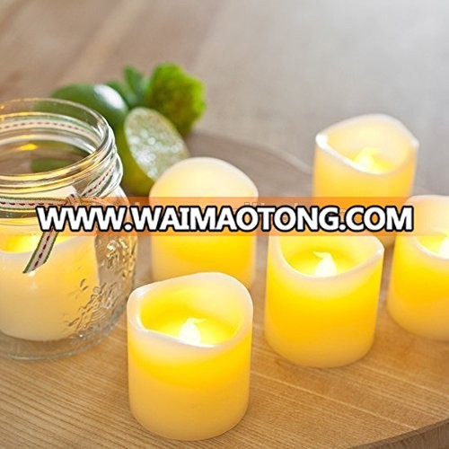 Battery Operated LED Flameless Unscented Ivory Wax CANDLE Yellow Flame Candles with Remote