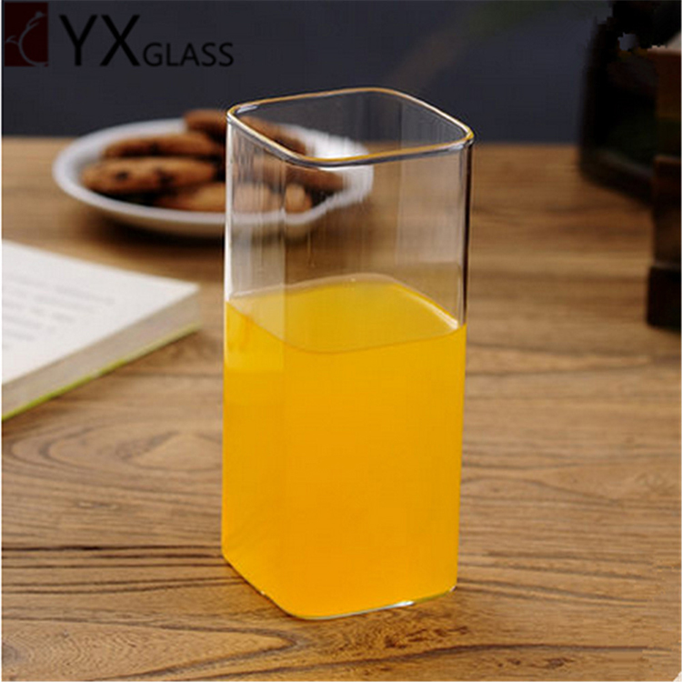 420ML healthy transparent borosilicate square drinking glass cups