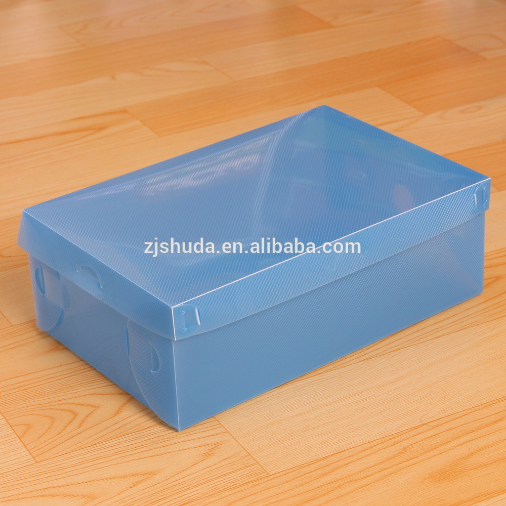 Clear white plastic shoe storage box with drawer/pp shoe box