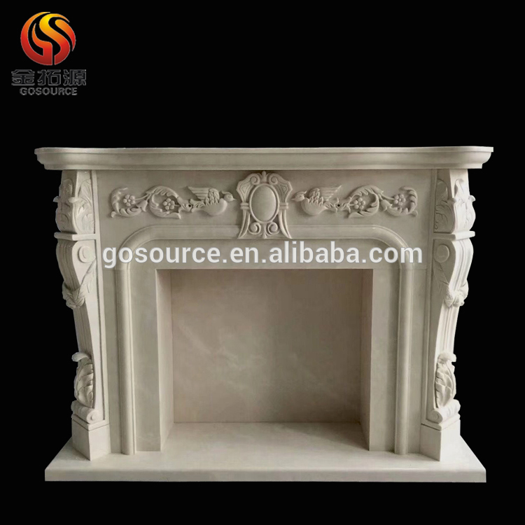 High quality beige marble fireplace