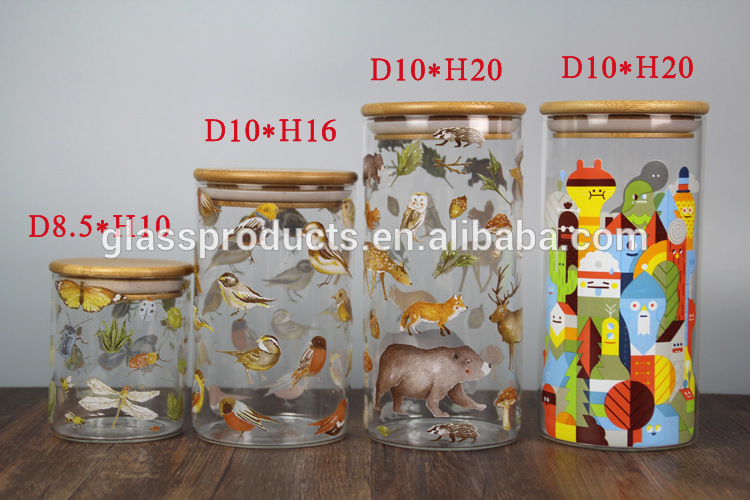 OEM / ODM Handmade Borosilicate Glass Food Jar With Bamboo Lid