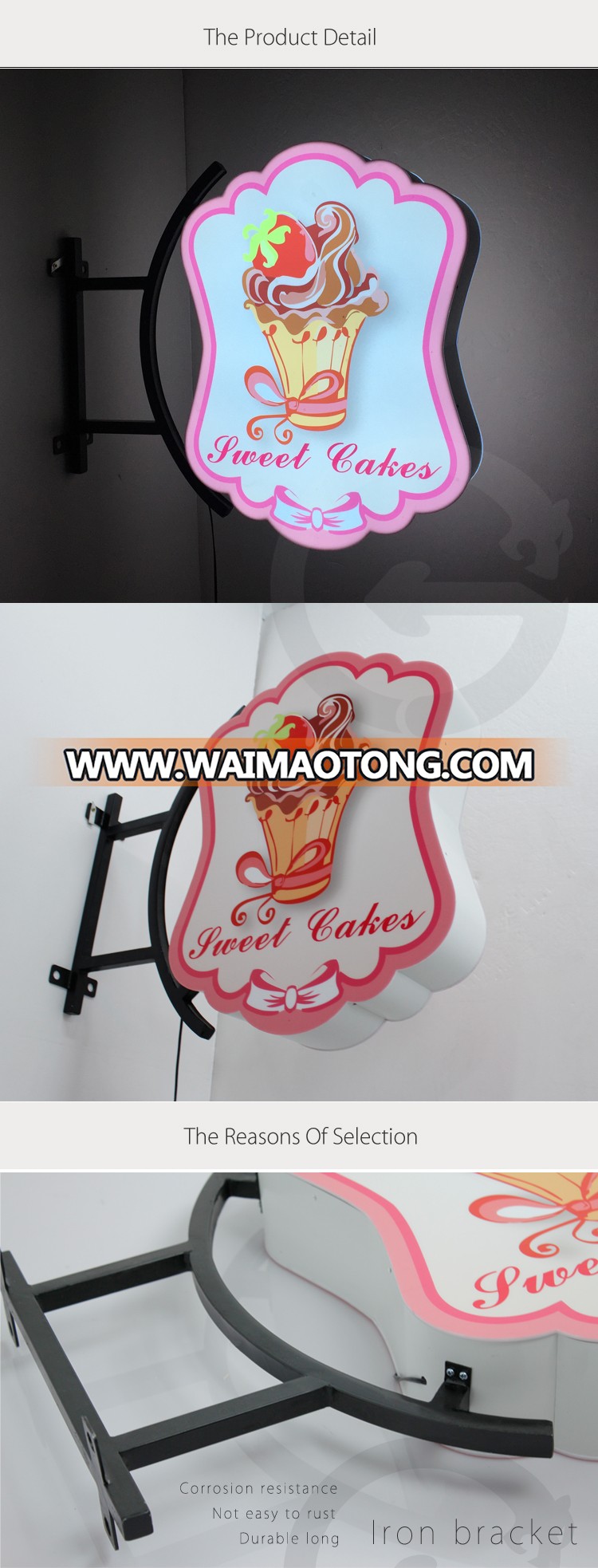 Manufacturer Custom Cake Store Decoration Acrylic Advertising Lighting  Box