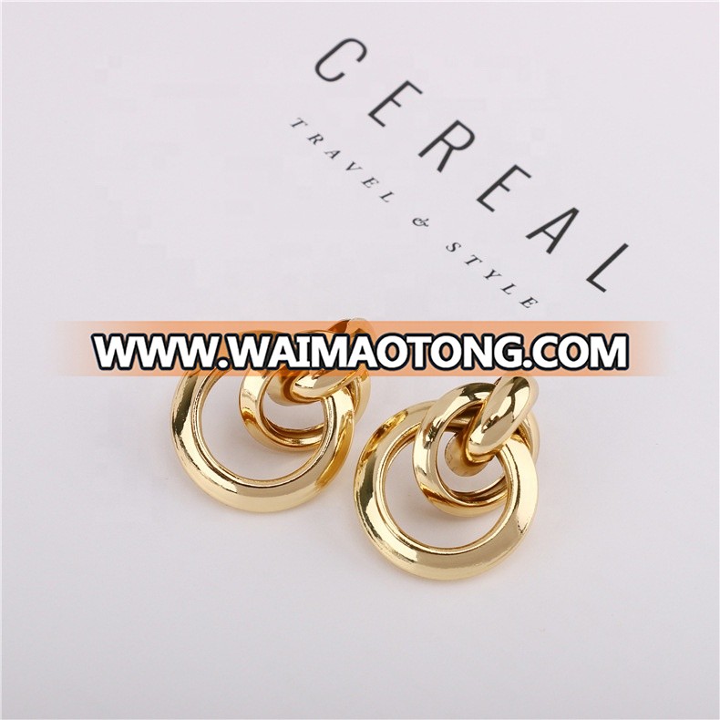 New ear studs from Japan and South Korea ring buckle hollow-out earring ear ornaments