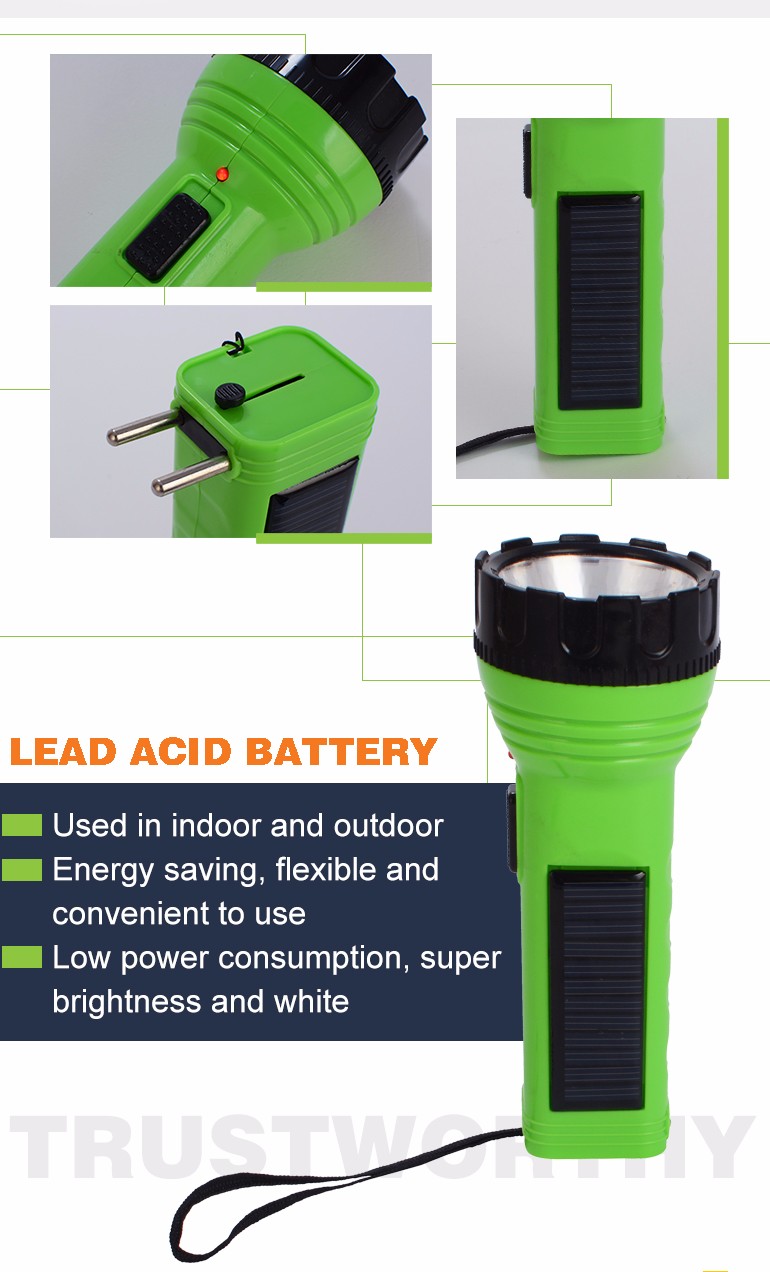 durable hand torch light solar power rechargeable led flashlight