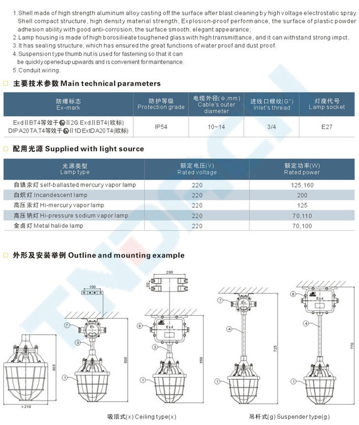 China 100W explosion proof lamp (DIP)