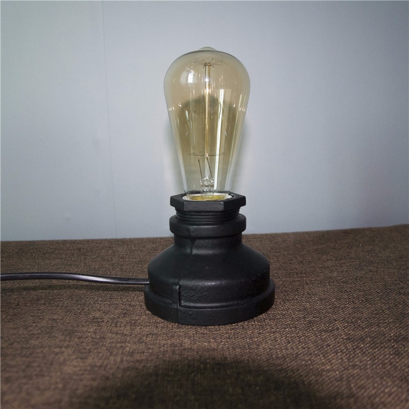 Industrial LOFT Retro rotary Desk Iron Pipe Edison Brass and Black Table Lamp NS-121179