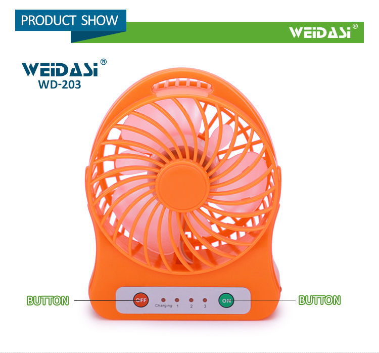 3 way speed electric mini hand standing fan rechargeable with usb