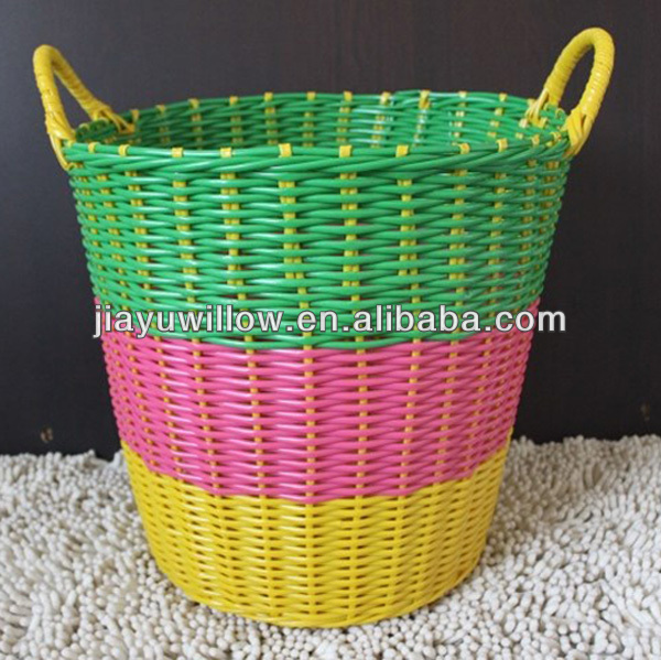 cheap woven plastic wicker laundry basket