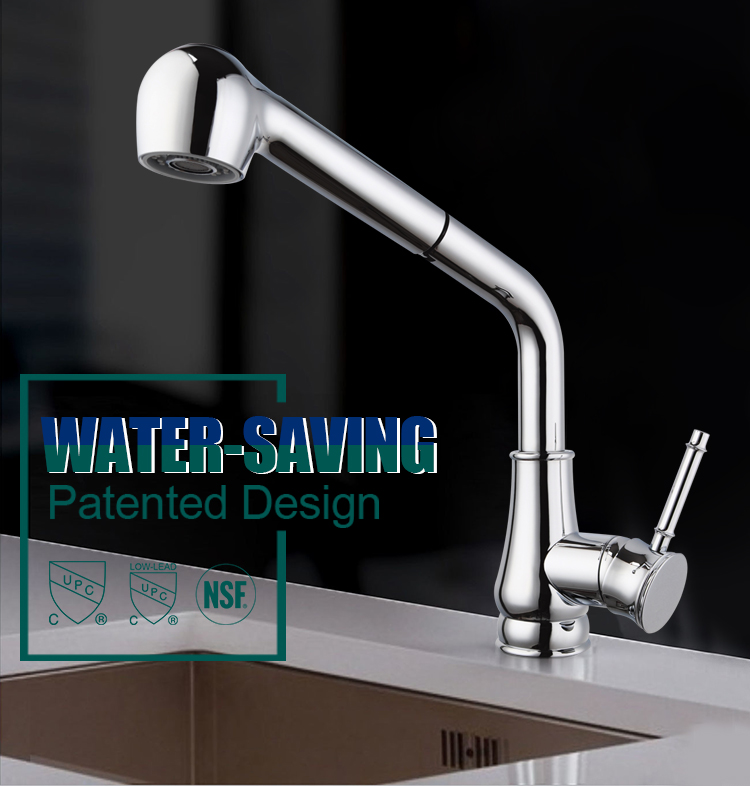 WaterMark patented design chrome plating pull down kitchen sink faucet for sale