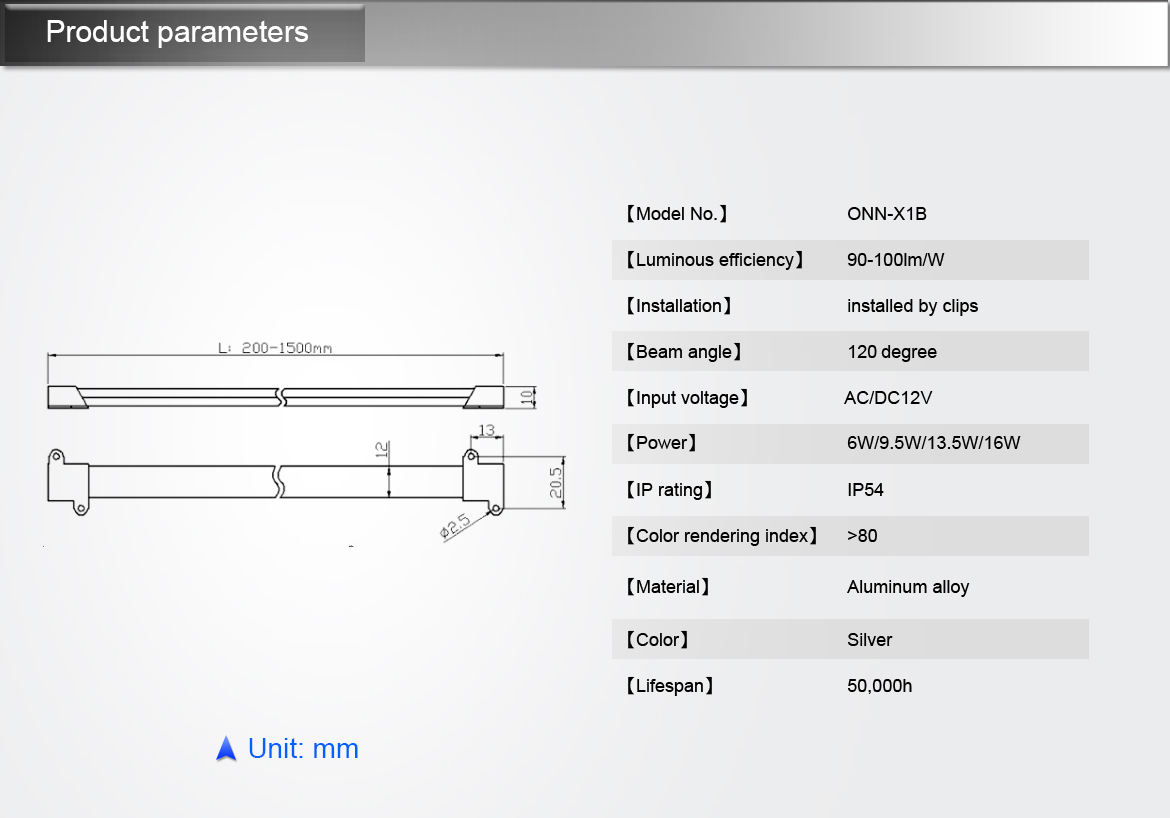 ONN-X1B Cold Room LED Tube Light/Walk in Cooler LED Lights/Freezer Lighting Waterproof Aluminum Housing