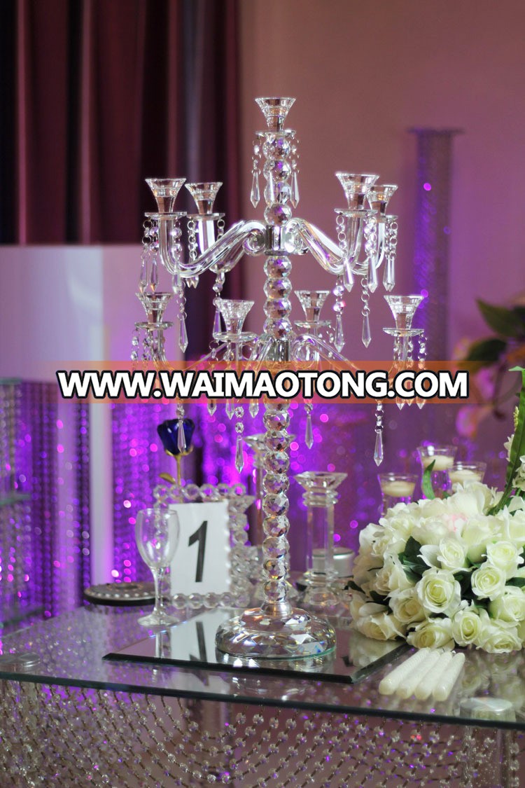 5 arm wedding crystal material and candelabra type crystal bead candle holders