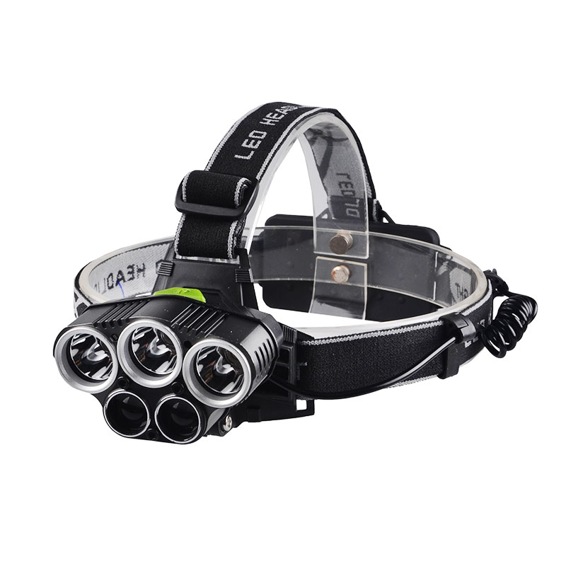 High Quality Aluminum 1800 Lumen Rechargeable 5LED Headlamp Brightest 18650 3*T6+2*R2 LED Headlight