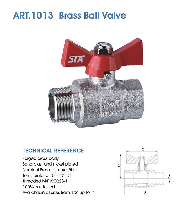 STA.1013 new products Butterfly Handle cw617n BSP threaded brass forged ball valves china