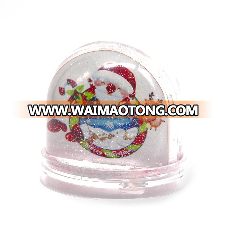 Christmas Santa Clause Glitter Water Ball Plastic Dome DIY Acrylic Photo Insert Water Globe