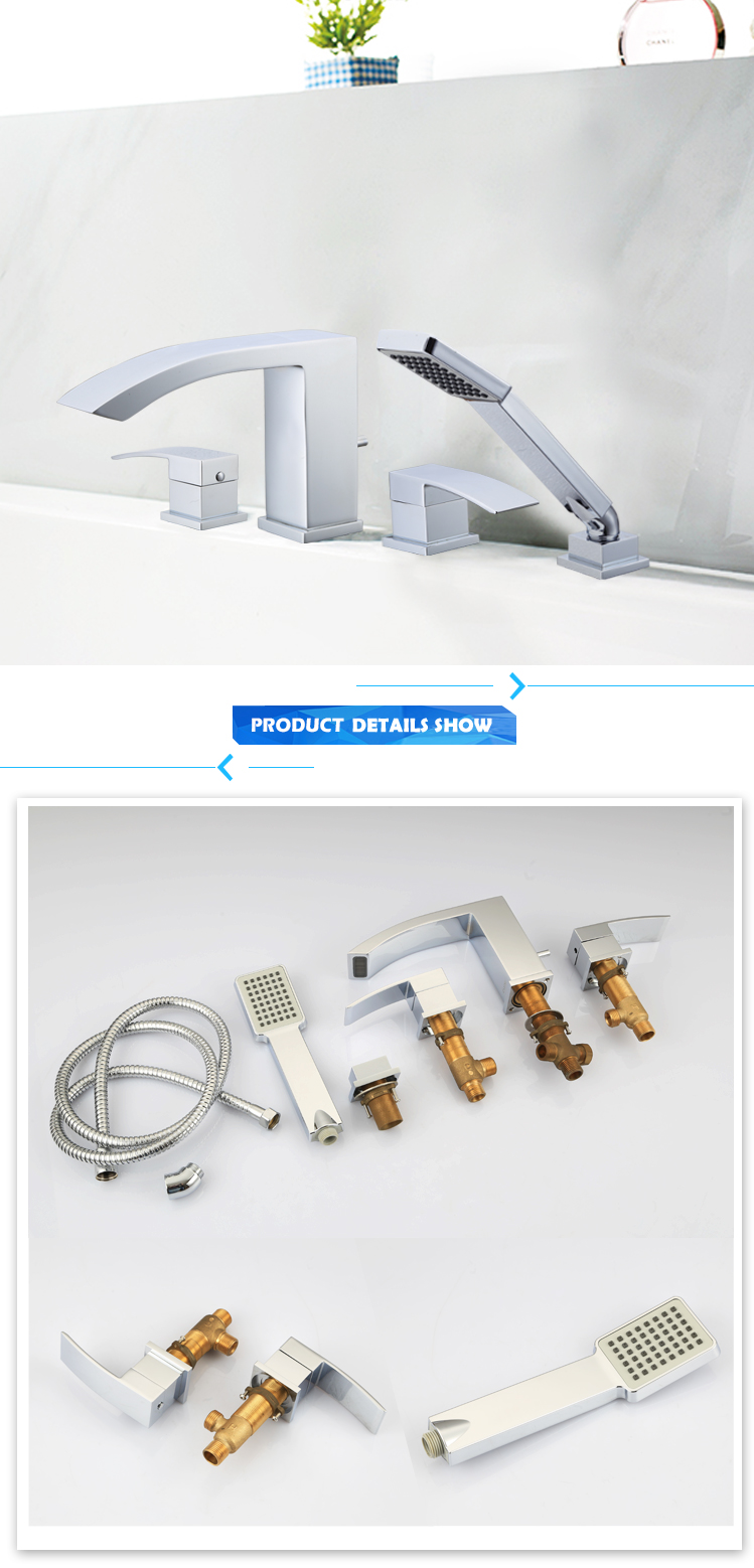 Jiangmen Factory Roman Tub Filler 4 Holes Bathtub Shower Mixer Tap With Handspray