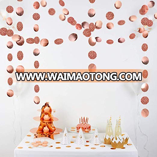 Rose Gold Party Decoration Paper Circle Dot Garland Kit Rose Gold Hanging Decor for Wedding/Birthday/Baby Shower/Graduation