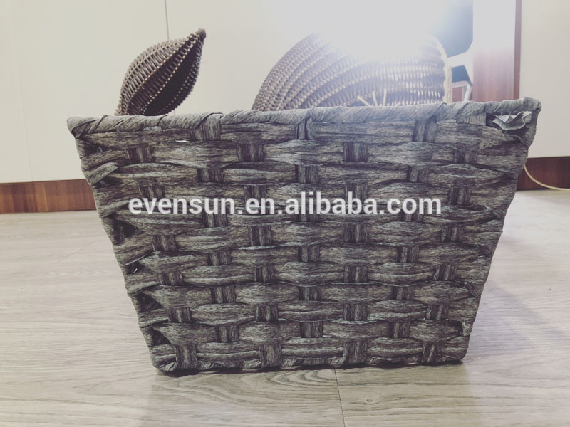 Grey Plastic Rattan Laundry Basket For Cloth Toy Storage In Highly Quality