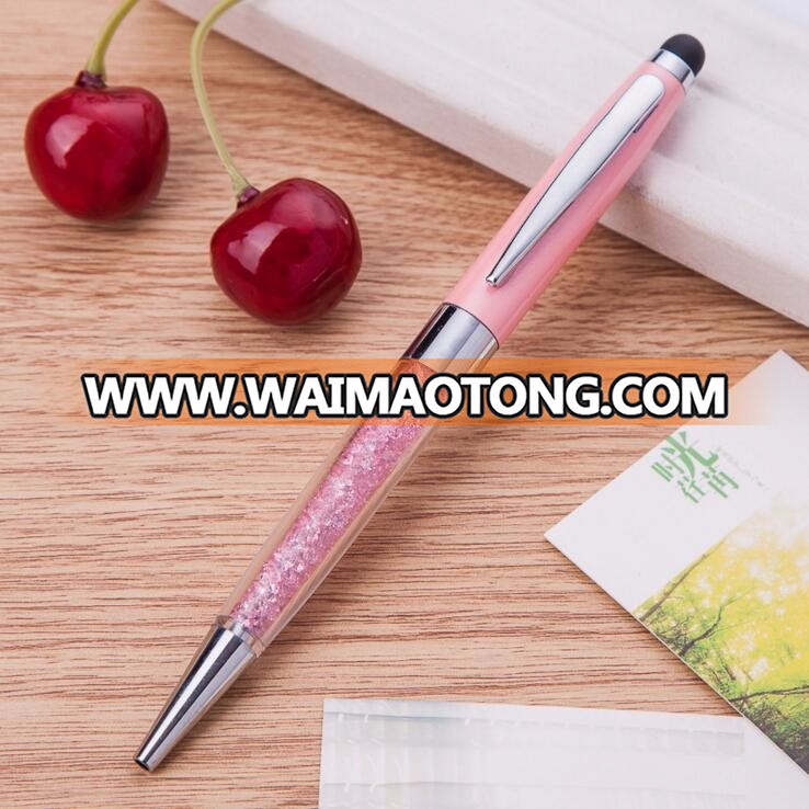 crystal promotional advertisement business signature of ballpen with touch screen head stylus ballpoint pen