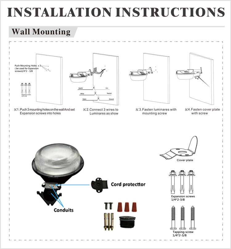 5 years warranty DLC ETL listed led barn Light, IP65 LED Yard Light fixture 42W 58W