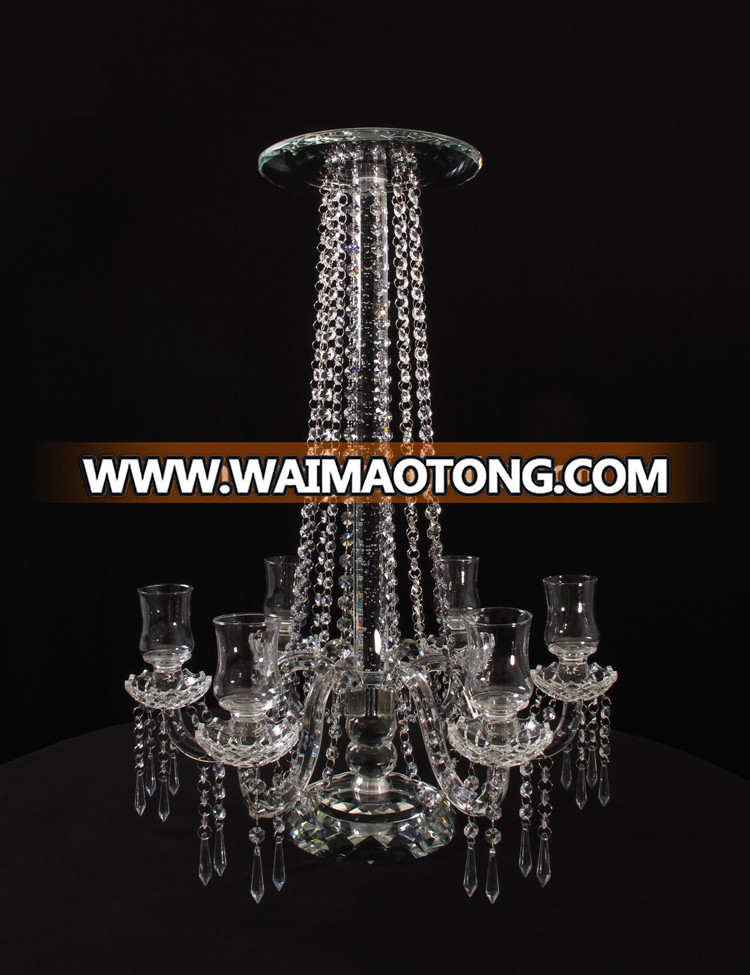 6 arms crystal tea light candelabra floral centerpieces for wedding table