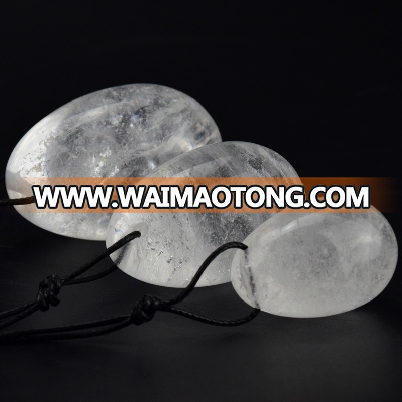 3pcs/set natural clear rock quartz eggs, carved kegel quartz yoni eggs for sale