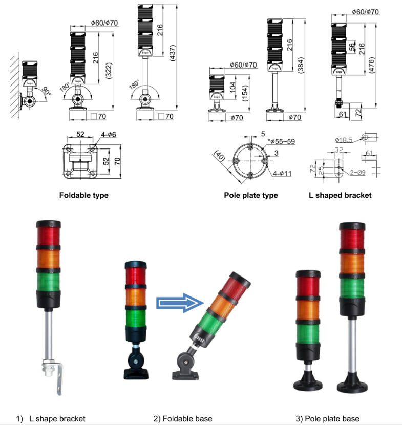 ONN-M4F  Cheap Led flashing alarm signal tower led stack light with buzzer