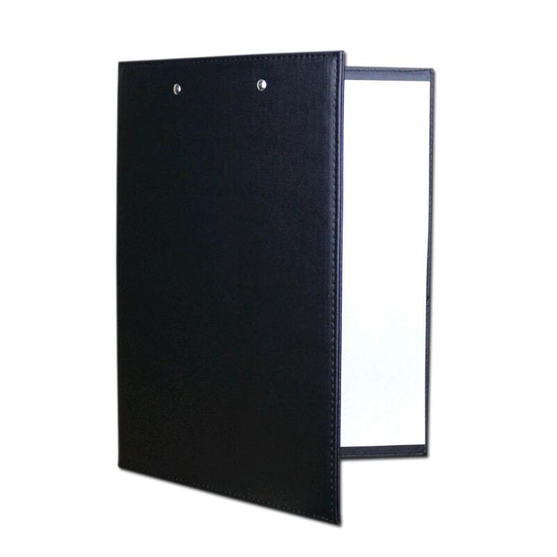 PU Leather A4 Hardboard Clipboard Organizer with 2 Stainless Profile Clips